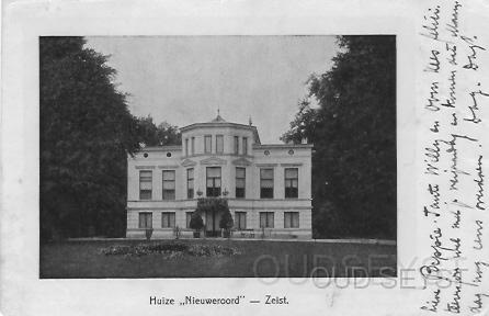 Utr.weg-1914-004.jpg - Huize “Nieuweroord” gelegen aan de Utrechtseweg (nr. 18) (nu nr. 64), gebouwd in 1860. De naam Nieuweroord is later gewijzigd in “Nije Wehme” en in 1960 in “Lente Leven”. Foto gemaakt in 1914.