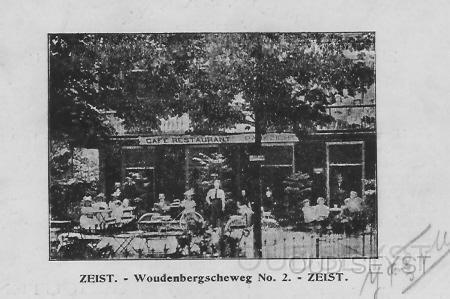 Woudenb.weg-1900-003.jpg - Dit is Café-restaurant “Parkzicht” op de hoek Woudenbergscheweg, Choisyweg tegenover het Wilhelminapark. In 1898 werd het pand gekocht door J. van Amersfoort Jr., wie ook ’n pand aan de Wilhelminalaan bezat met een gevelsteen met daarop het jaartal 1898. In 1910 opende de heer van Amersfoort een melkfabriek aan de Krullelaan. In de jaren ‘30 van de vorige eeuw werd het café-restaurant gedeeltelijk door brand verwoest, maar is in 2006/2007 gerestaureerd.