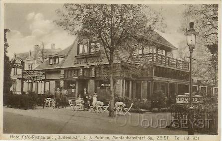 Montau-1925-001.jpg - Hotel-Café-Restaurant “Buitenlust” aan de Montaubanstraat 8a. Eigenaar was J.J. Putman. Het pand is in de jaren 60 gesloopt. Opname van 1925.